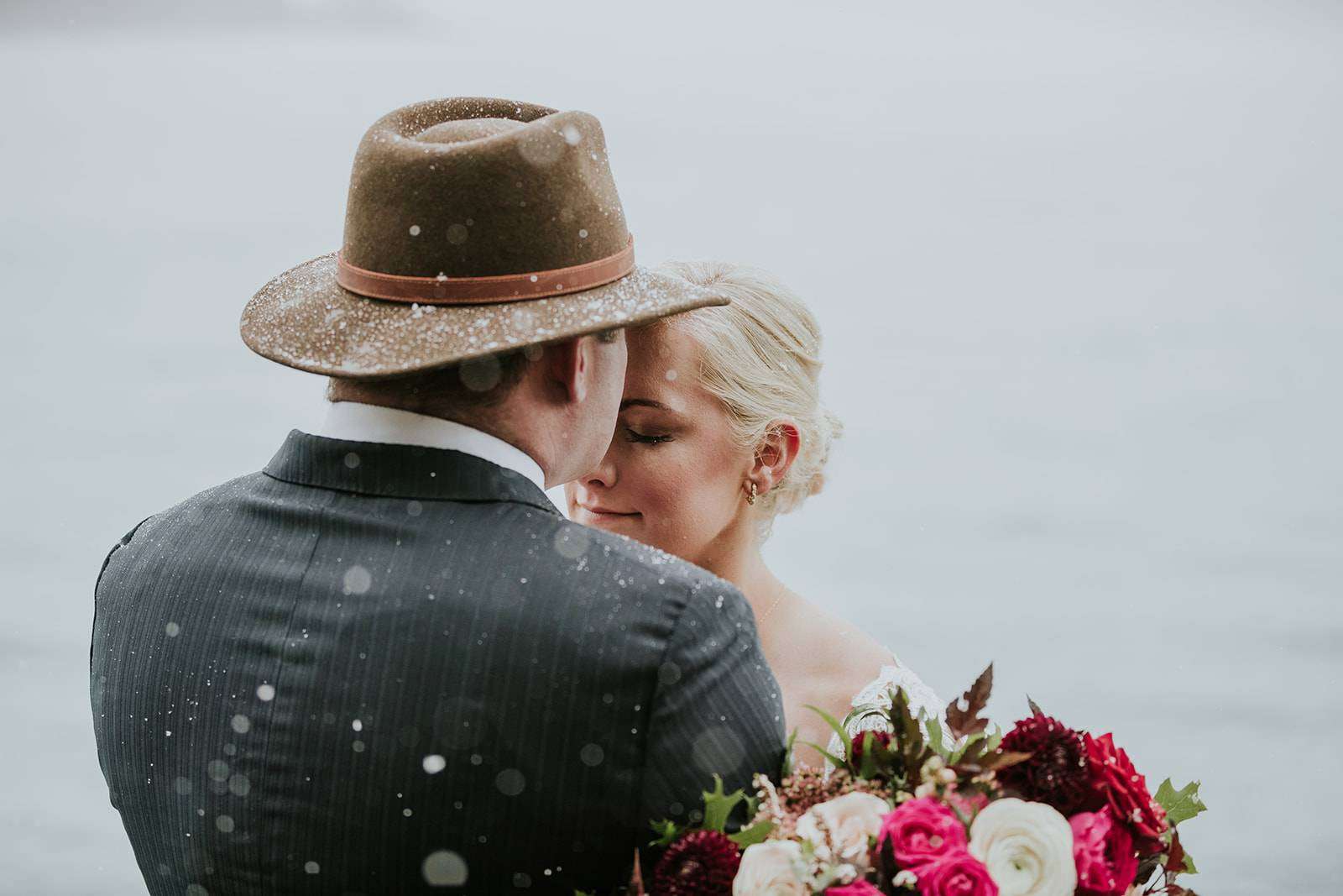 Snowy Lake Minnewanka Wedding