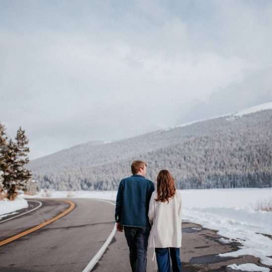 Snowy Winter Engagement Session at Echo Lake, Colorado