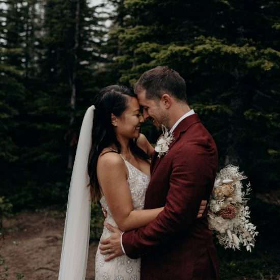 Foggy and Rainy Peyto Lake Elopement