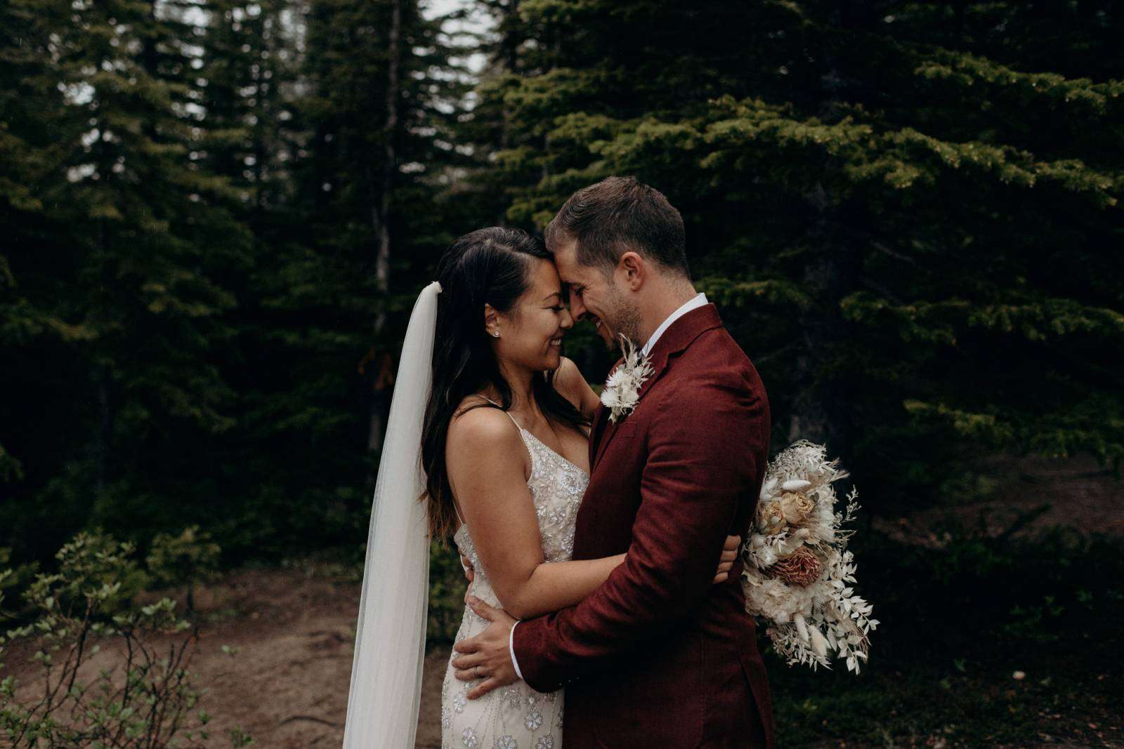Foggy and Rainy Peyto Lake Elopement