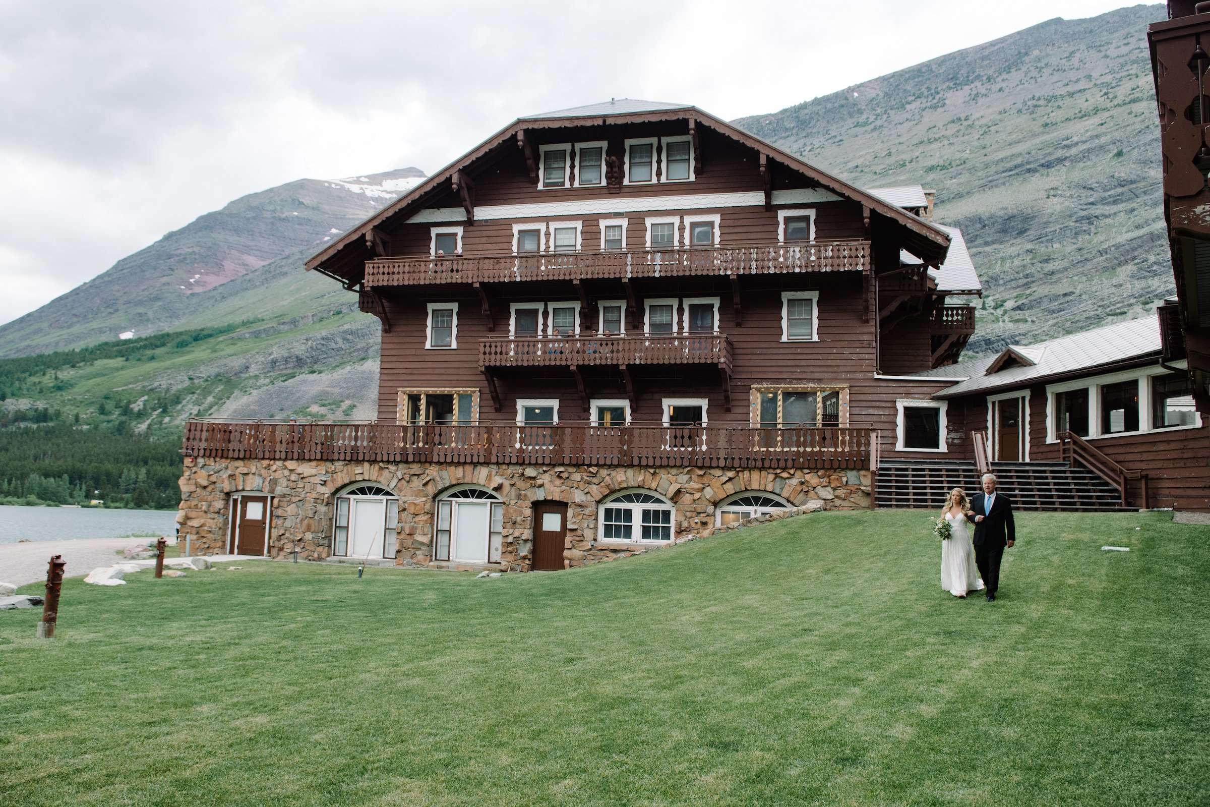 Summer Wedding Ceremony at Many Glacier Hotel