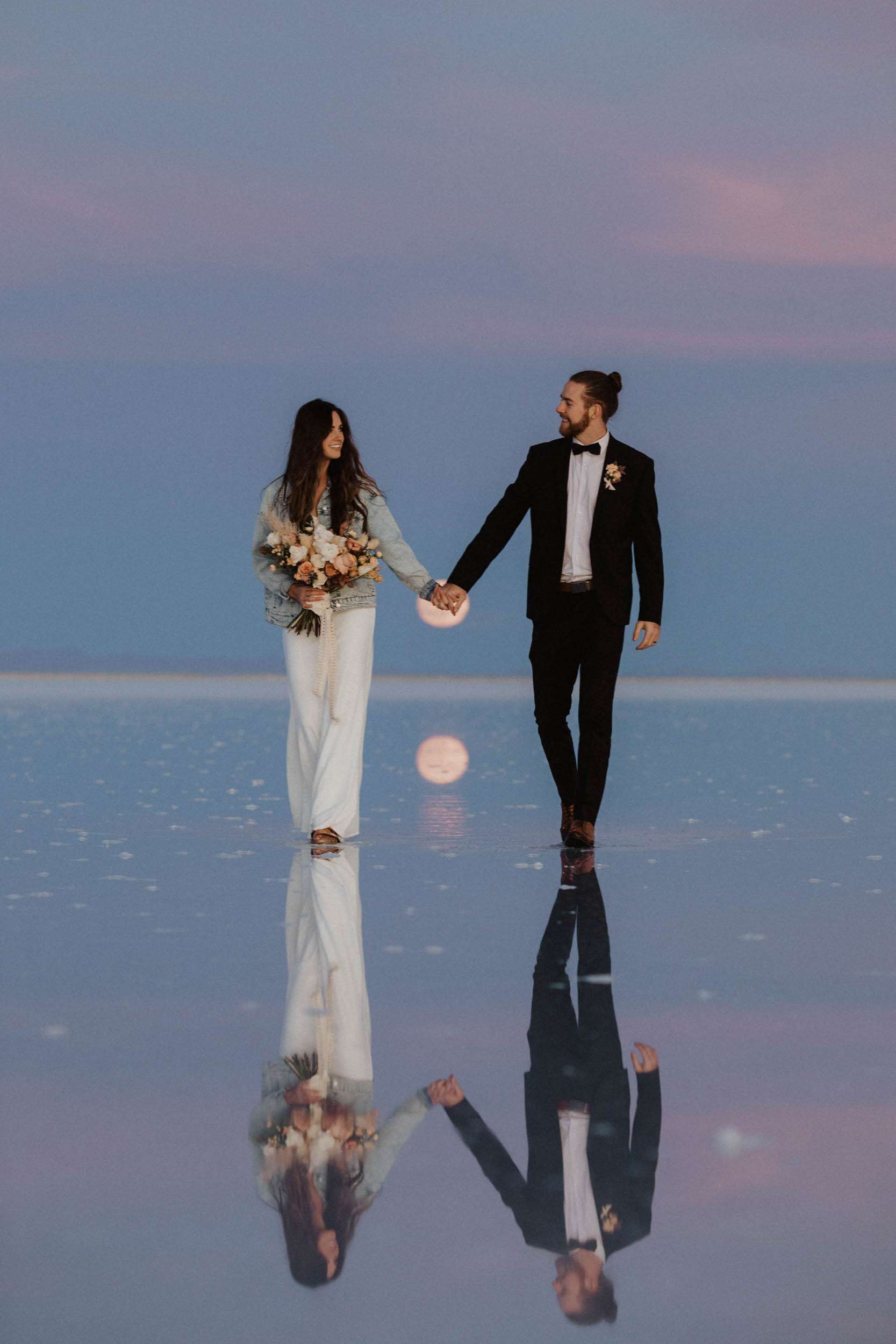 Full Moon Bonneville Salt Flats Elopement Inspiration