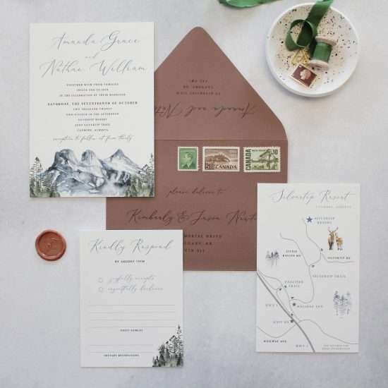Pink Umbrella Invitations <span> | Alberta Wedding Stationery </span>