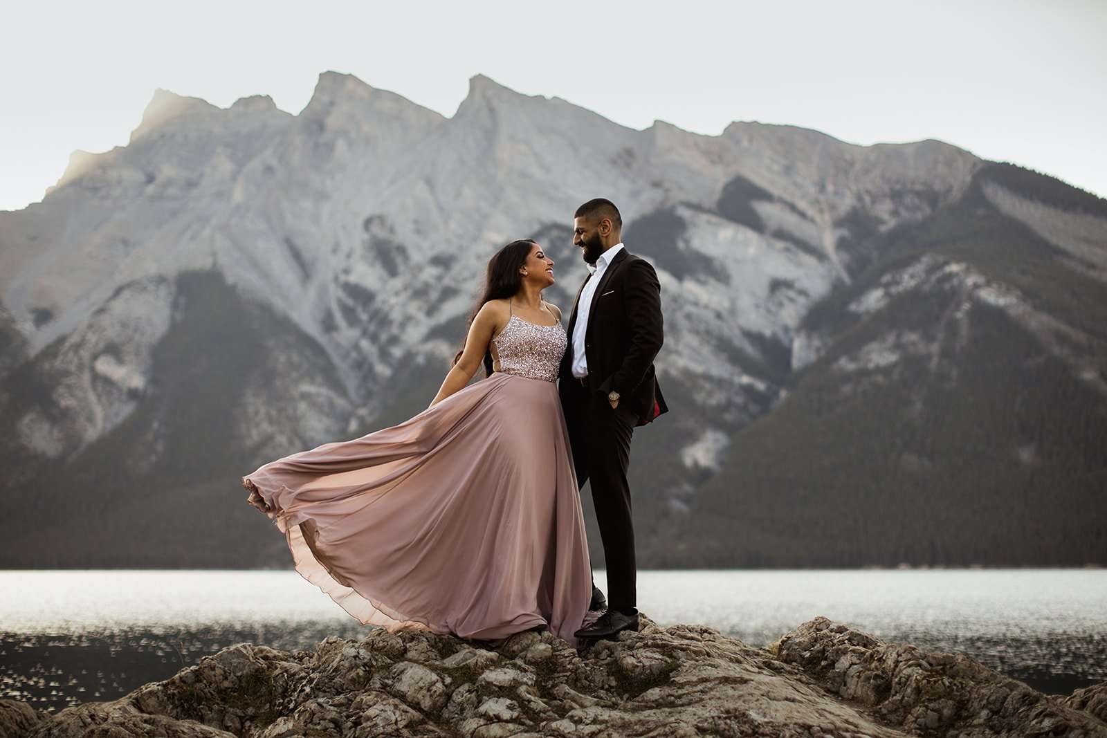Glamorous Sunrise Banff National Park Engagement