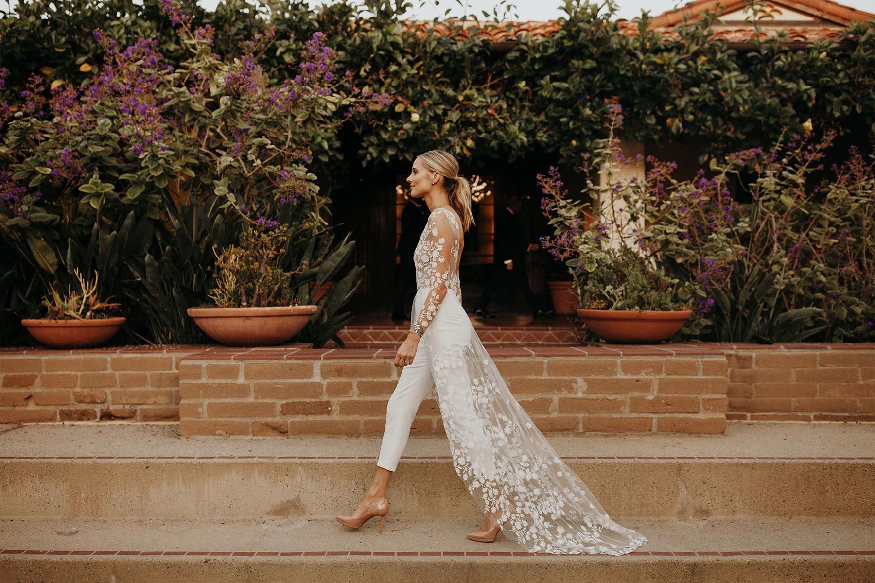 white dresses and jumpsuits Classic Lace Jumpsuit Asymmetirc See through Overskirt Wedding Dress D Clothing uses its unique selection of natural color palettes and textiles. White Jumpsuits for Weddings -