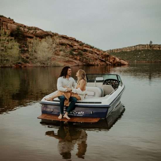 Romantic Horsetooth Reservoir Boating Engagement
