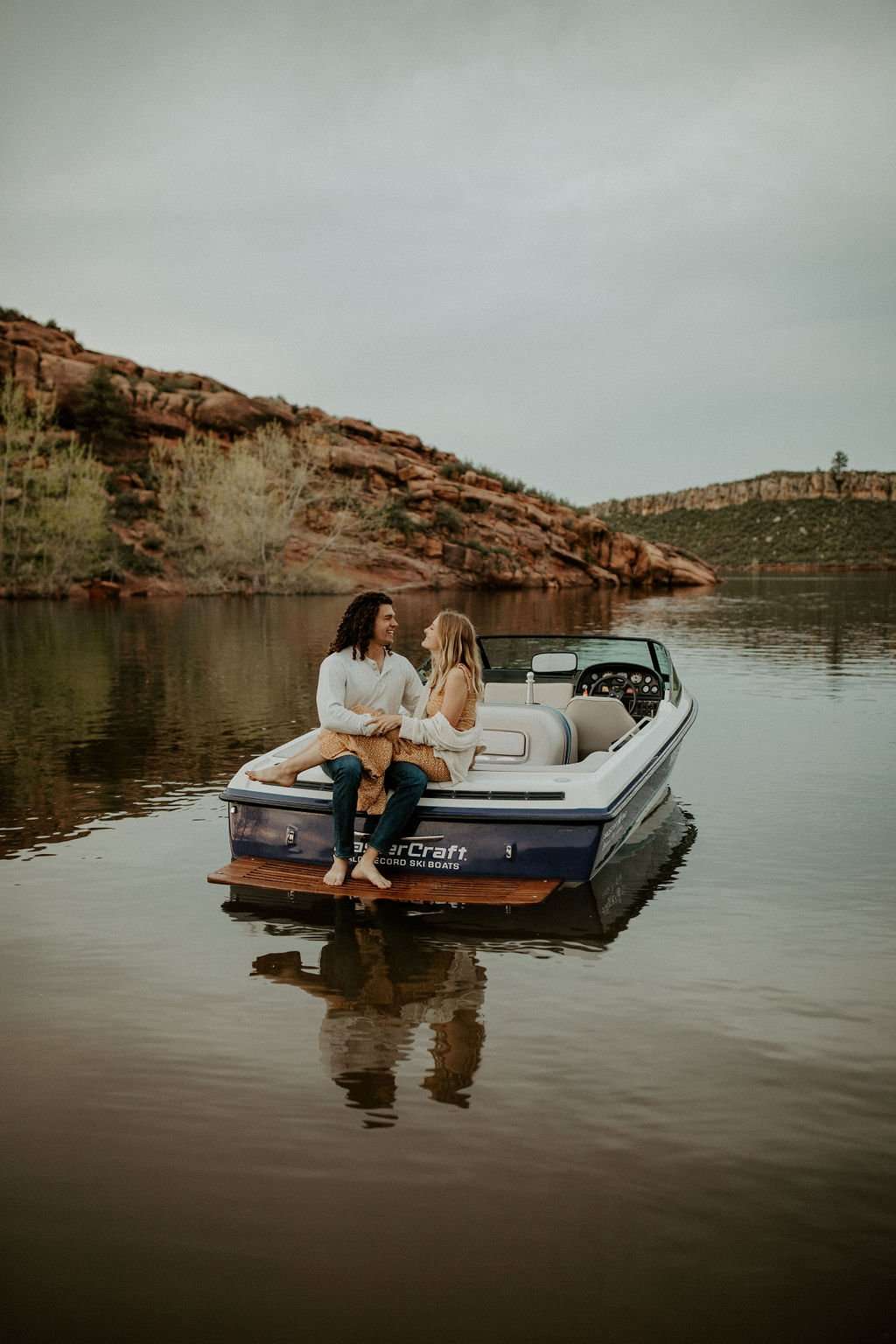Romantic Horsetooth Reservoir Boating Engagement