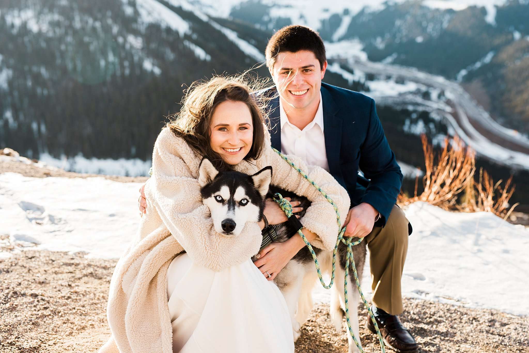 Glowing, Snowy Mountain Engagement Session