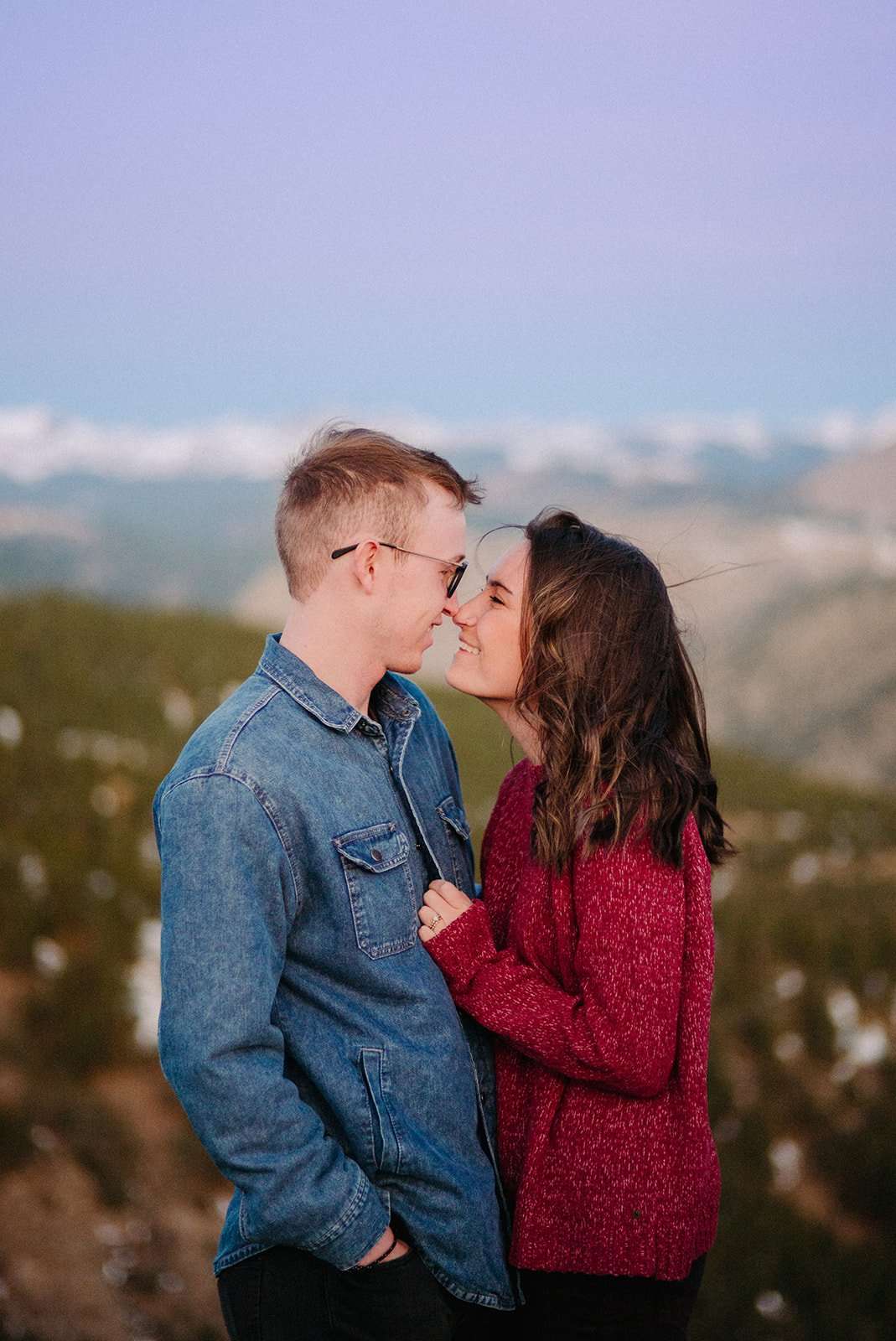 Windy Golden Hour Boulder Engagement