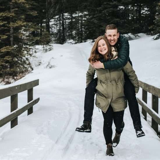 Snowy and Playful Kananaskis Lakes Engagement