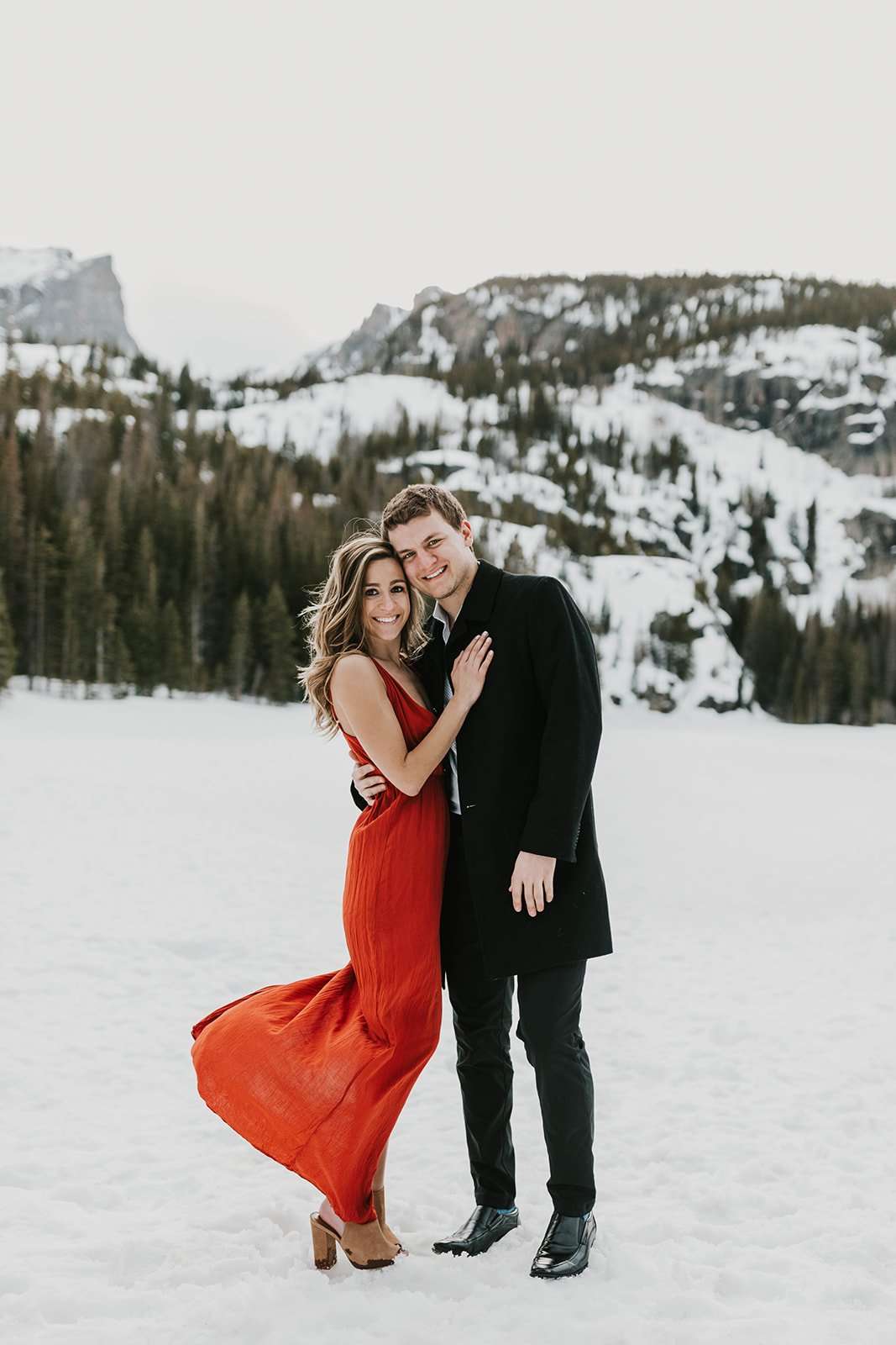 Brisk Winter Rocky Mountain National Park Engagement