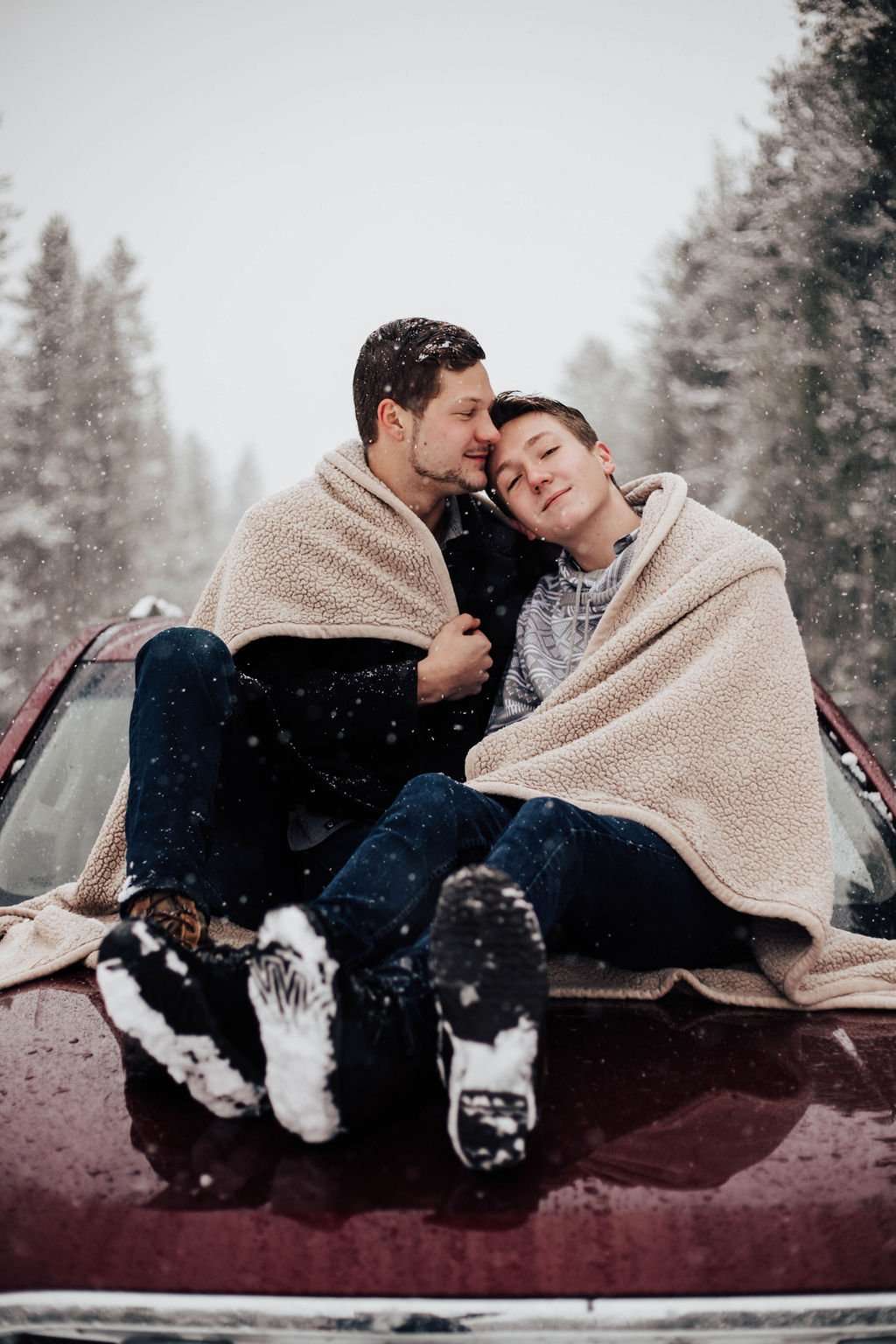 Cozy and Playful Winter Engagement