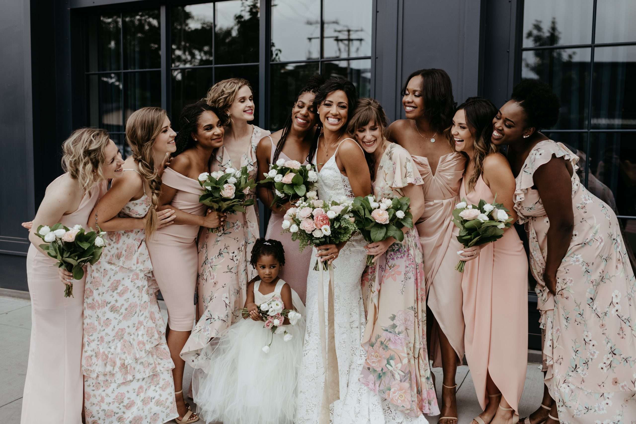 bridal parties with different color dresses How to Mix and Match Bridesmaid Dresses [Colors, Styles, & More]