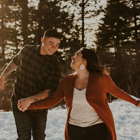 Playful and Snowy Idaho Engagement