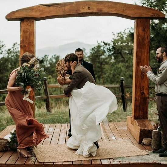 Warm Bohemian Black Forest Lodge Wedding