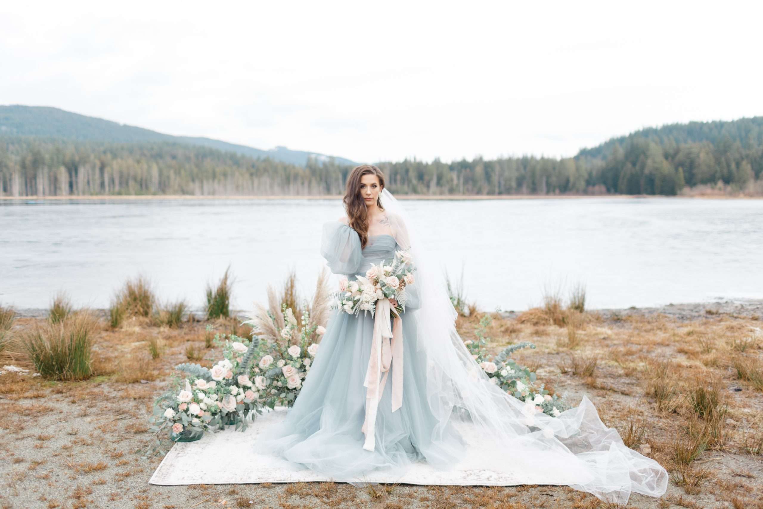 Whonnock Lake Something Blue Elopement Inspiration
