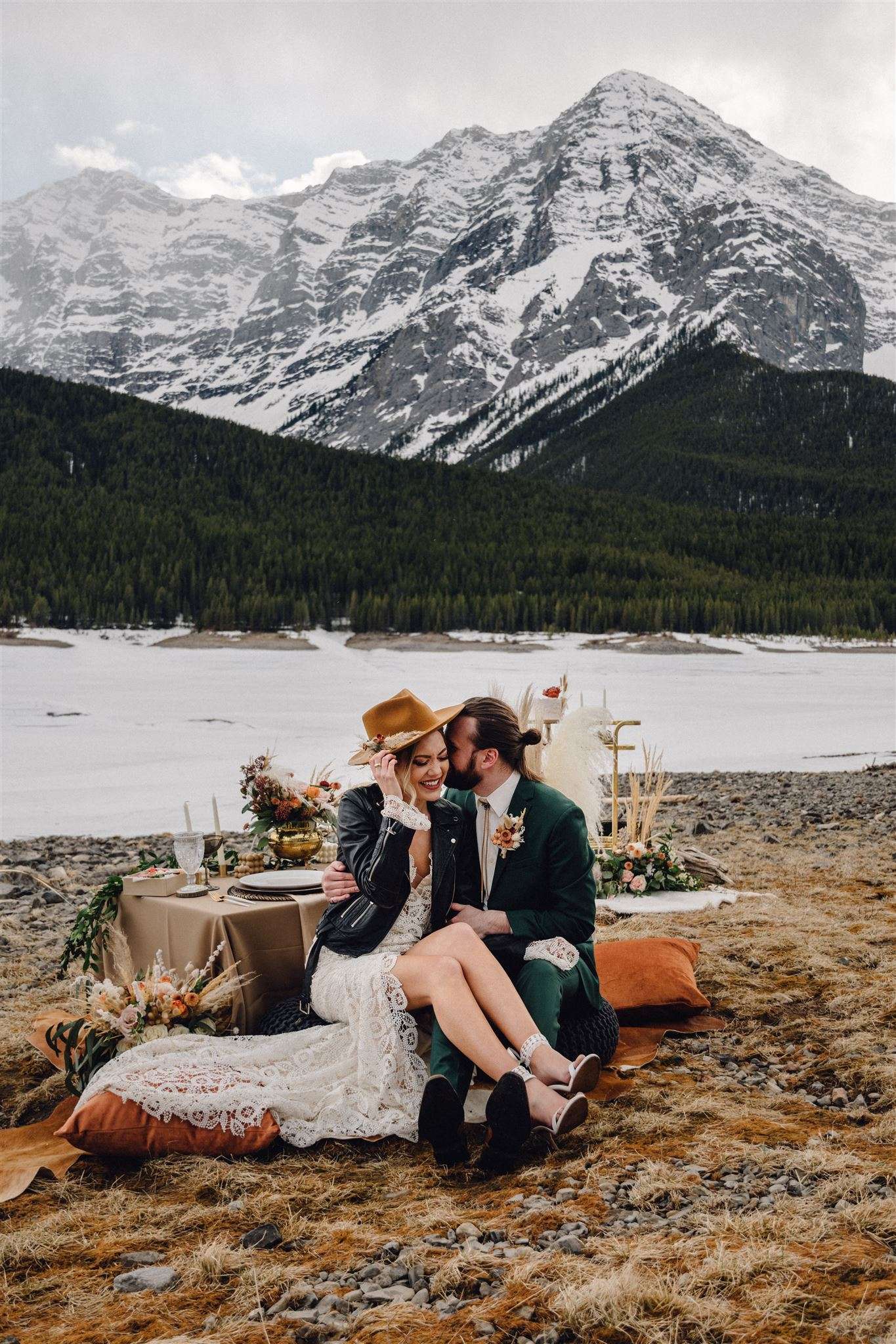 Snowy Boho Kananaskis Elopement