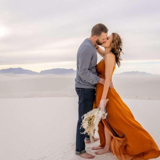 Colorful and Windswept White Sands Engagement