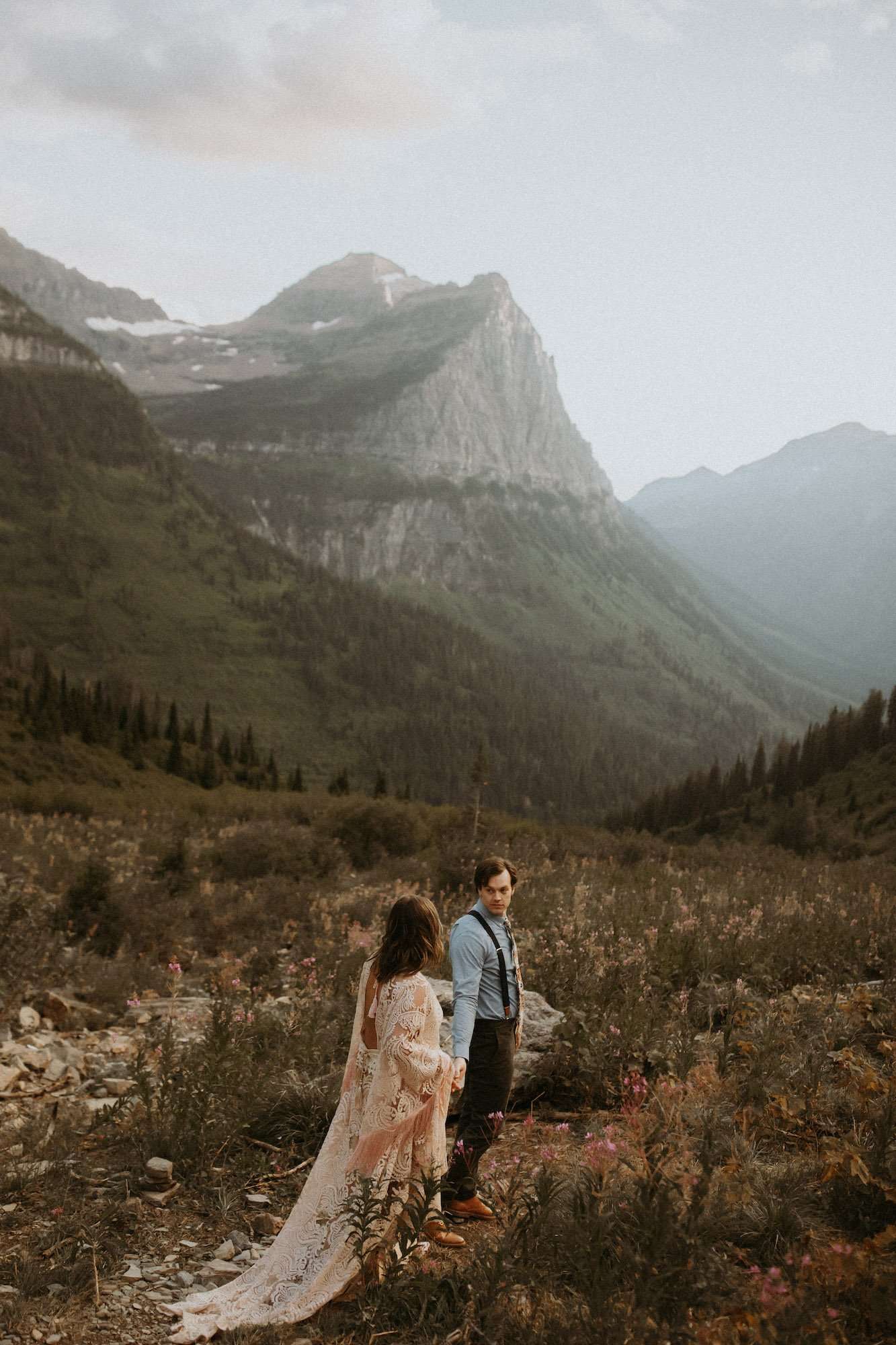 Windswept Glacier National Park Engagements