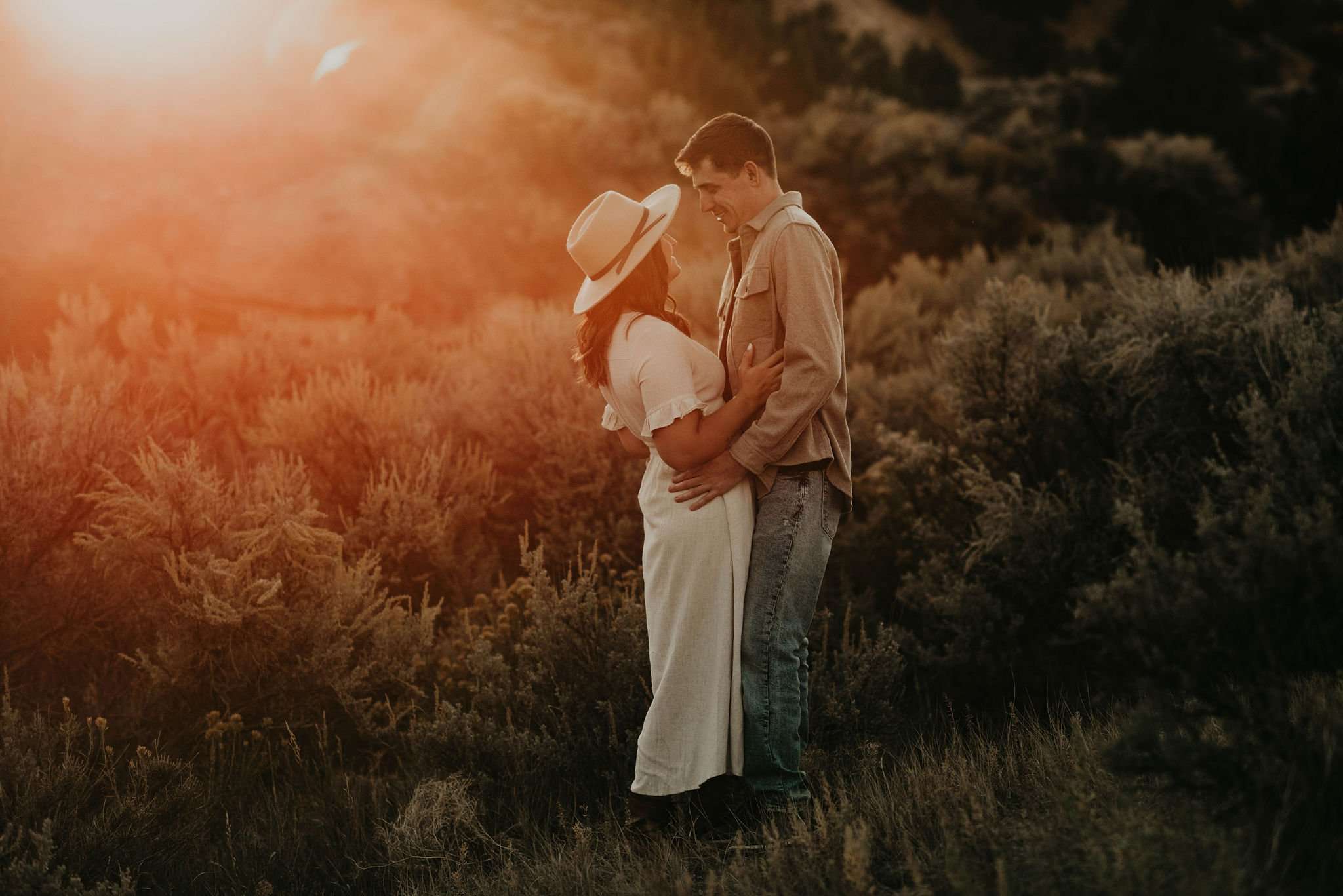 Golden Romantic Wyoming Engagement