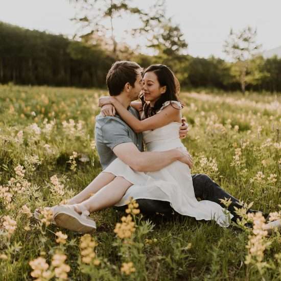Serene Springtime Engagement Among the Wildflowers