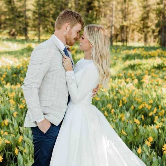 Cute and Merry Bridals in a Meadow