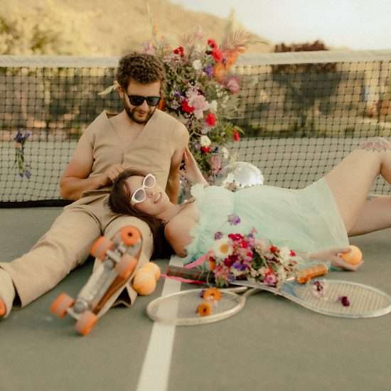 Roller Disco Meets Tennis Court Elopement Inspo