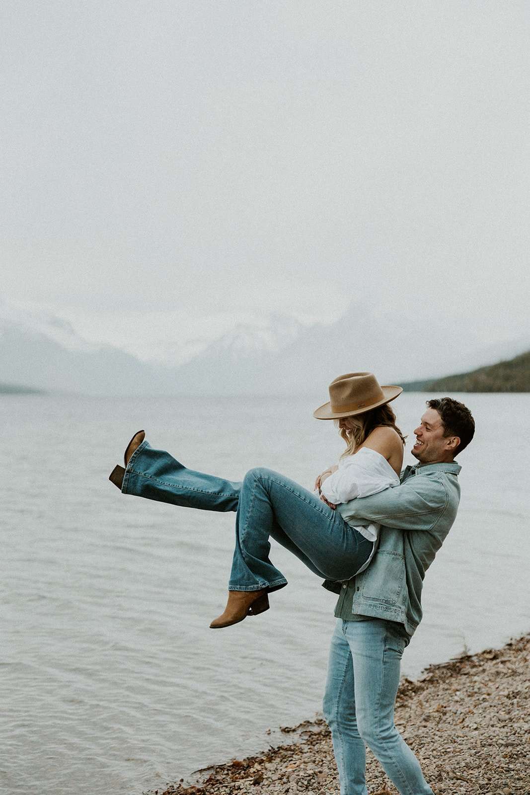 Stormy Lakefront Montana Engagement Session