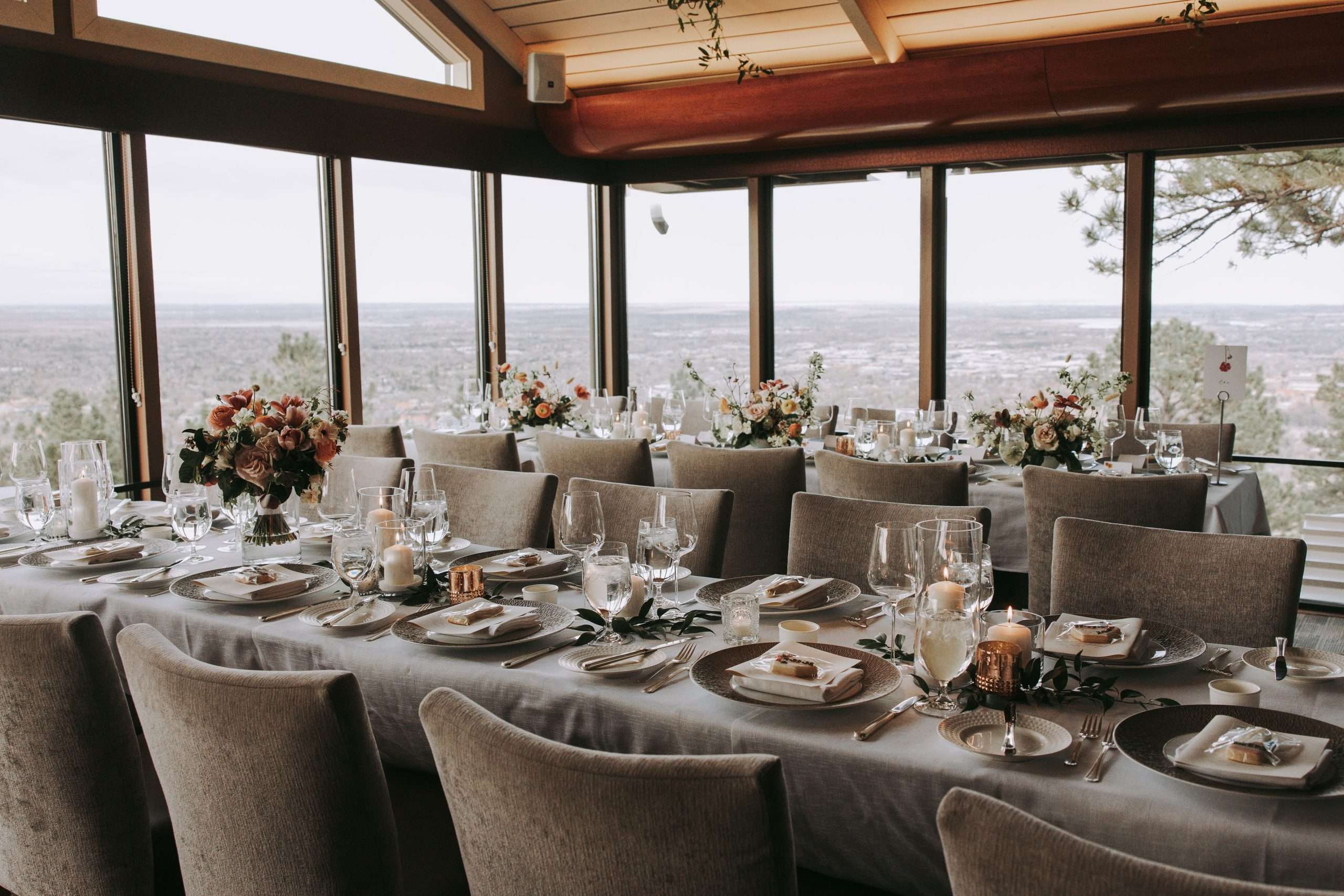 Panoramic mountain views at Flagstaff House, a scenic rehearsal dinner venue in Boulder, Colorado