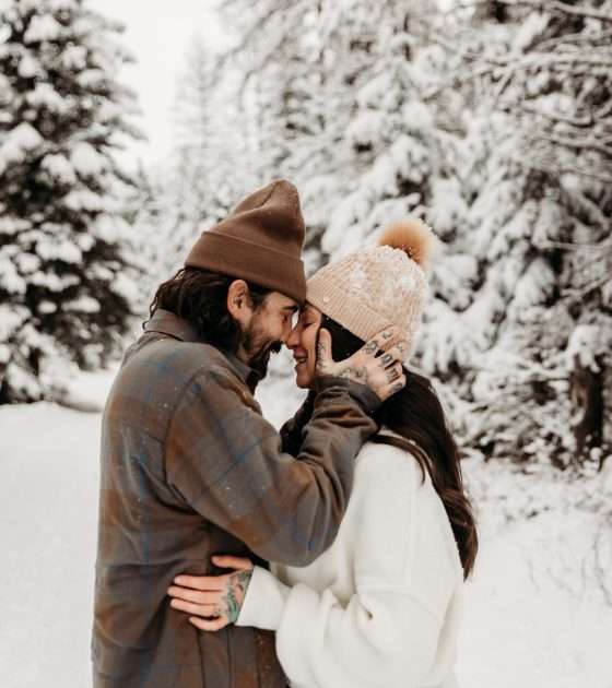 Playful Engagement Session in the Snow