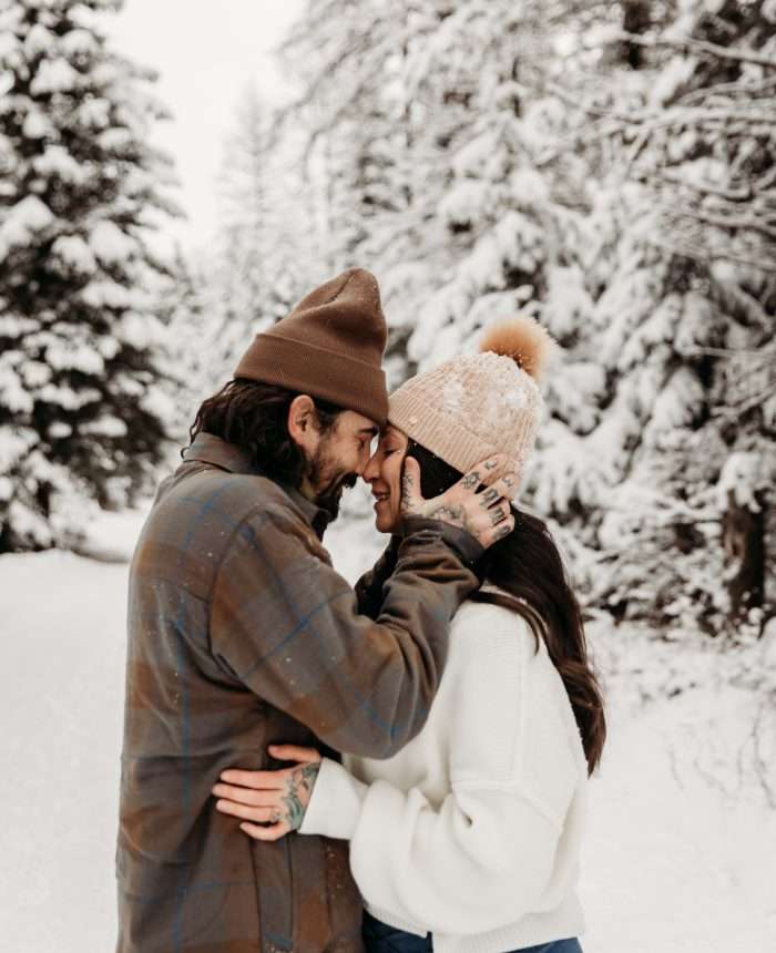 Playful Engagement Session in the Snow