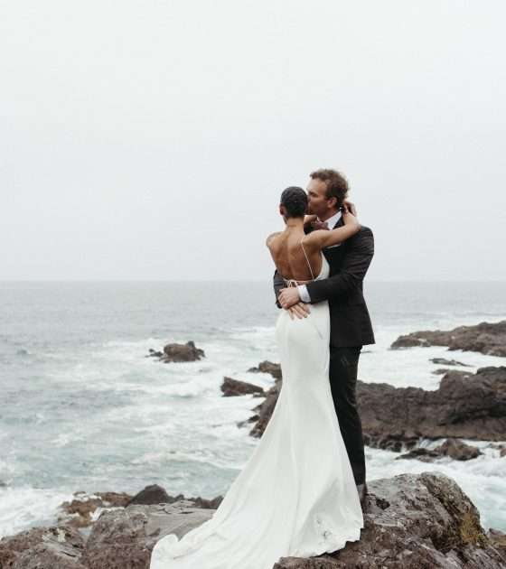 Chic Oceanfront Elopement in the Rain