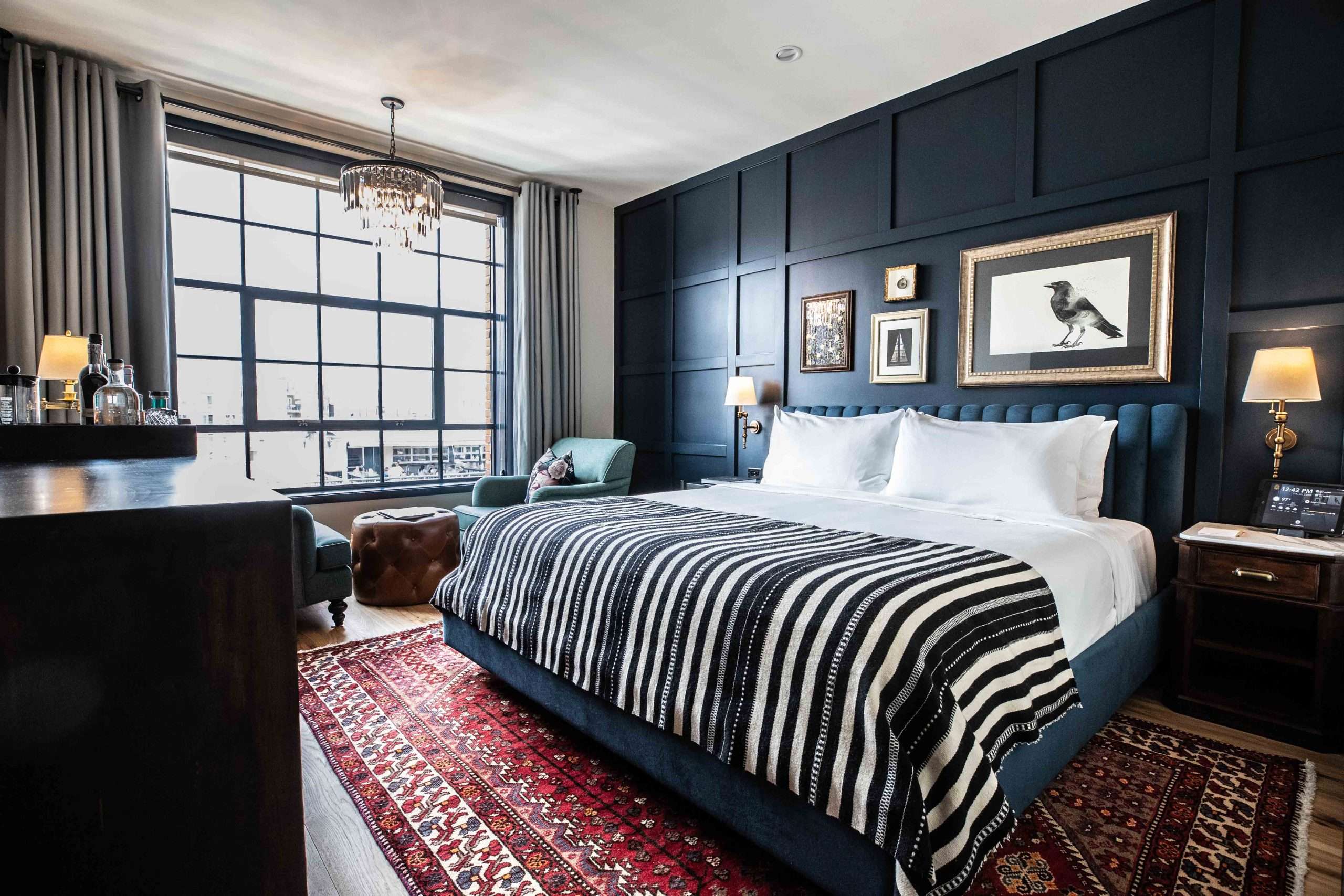 The Ramble Hotel room, dark and moody vibes