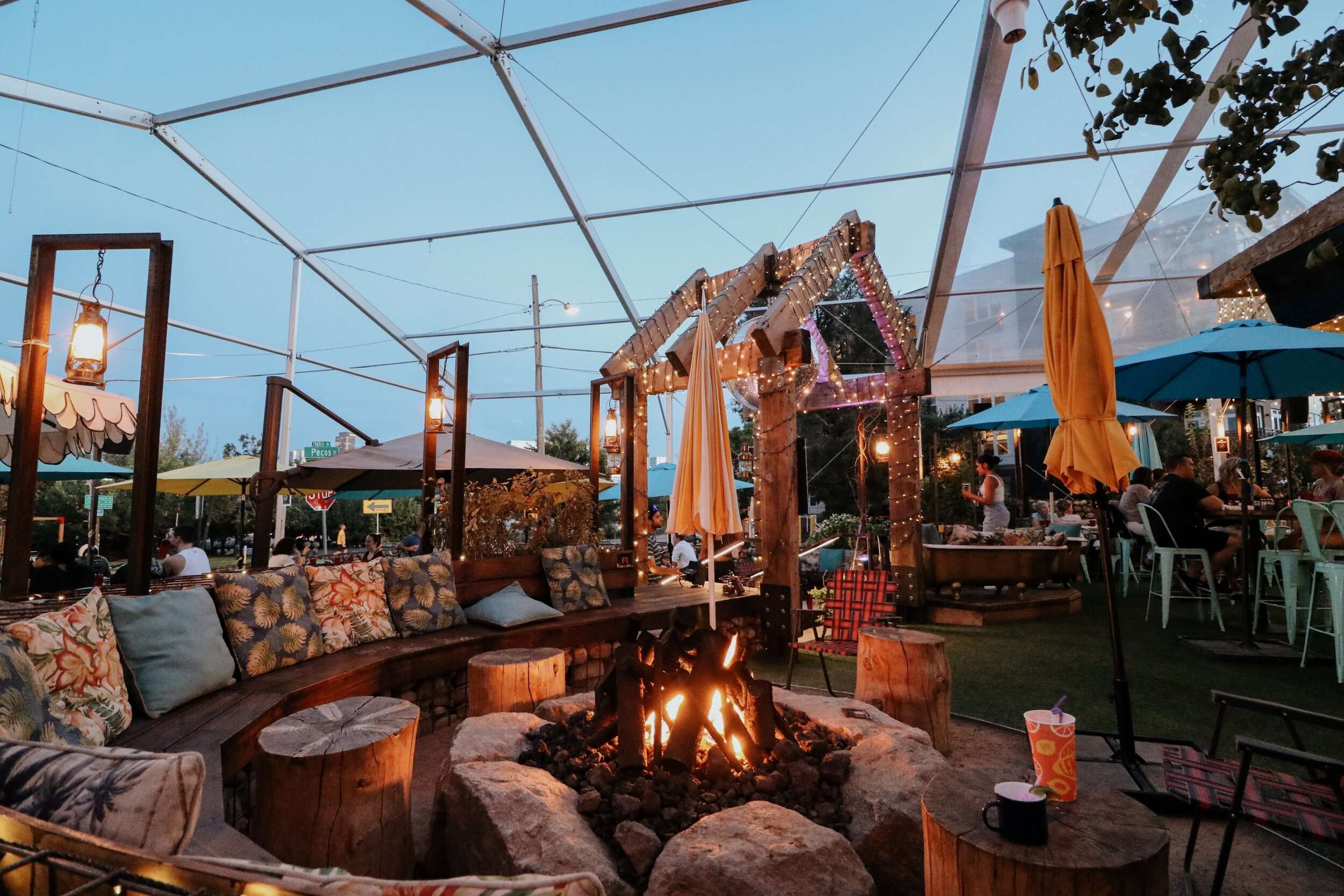 Happy Camper outdoor bar with firepit