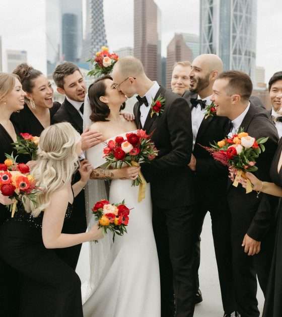 City Chic Wedding with a Romantic Red Palette