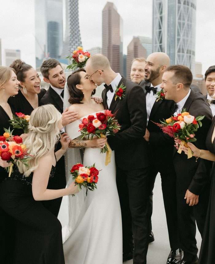 City Chic Wedding with a Romantic Red Palette