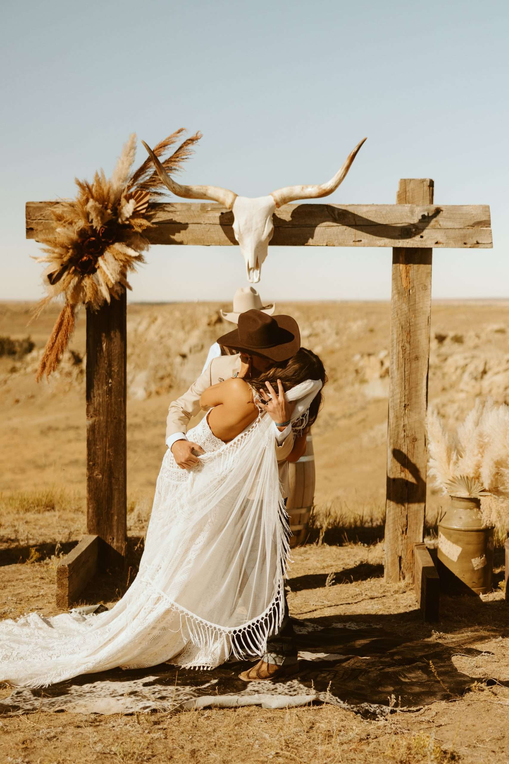 boho western wedding dress Unique See Through A-line Rustic Country ivory chiffon skirt The Winona – A Western