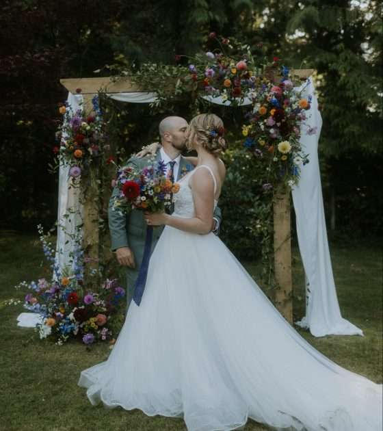 Intimate Technicolored Backyard Wedding