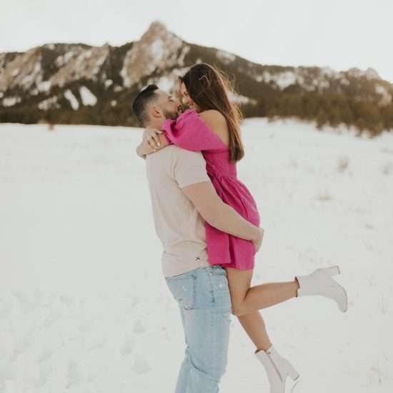 Playful Winter Engagement Session in the Snow