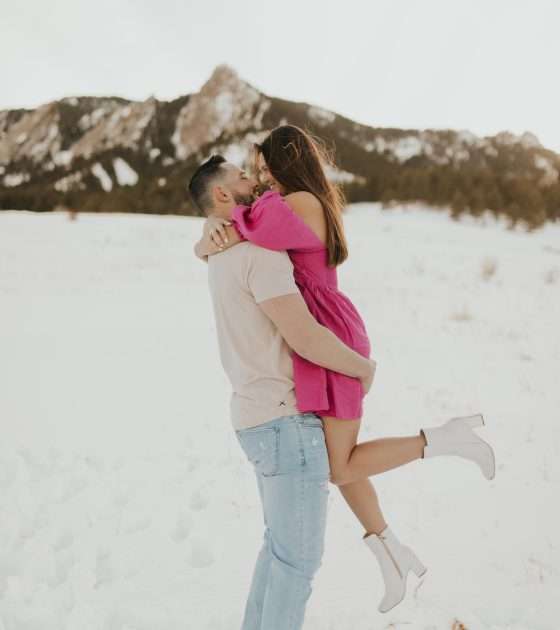 Playful Winter Engagement Session in the Snow