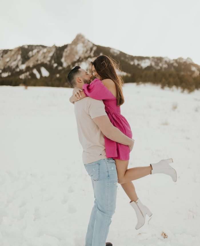 Playful Winter Engagement Session in the Snow