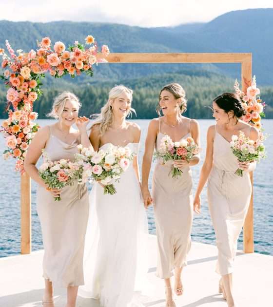 Dreamy Waterfront Wedding with Peachy Tones