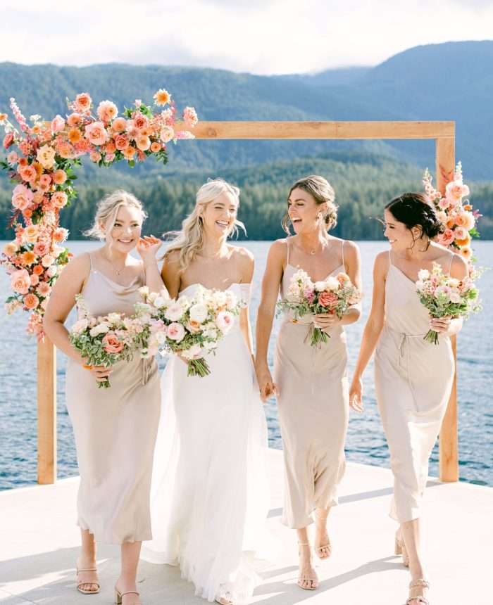 Dreamy Waterfront Wedding with Peachy Tones