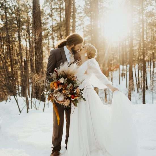 Cozy A-Frame Elopement Among the Snow