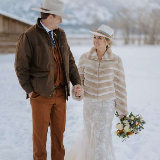 Wintry Elopement with a Darling Picnic Celebration