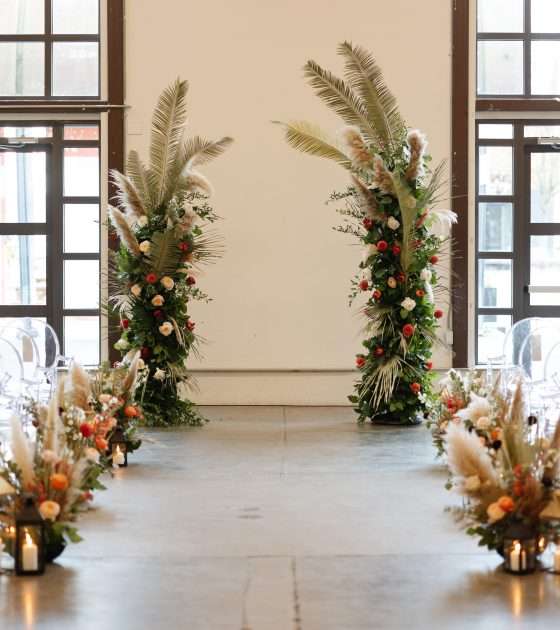 Peachy Boho I Dos at a Restored Industrial Building