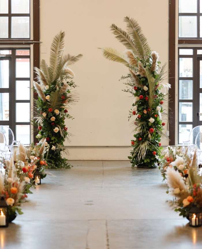 Peachy Boho I Dos at a Restored Industrial Building