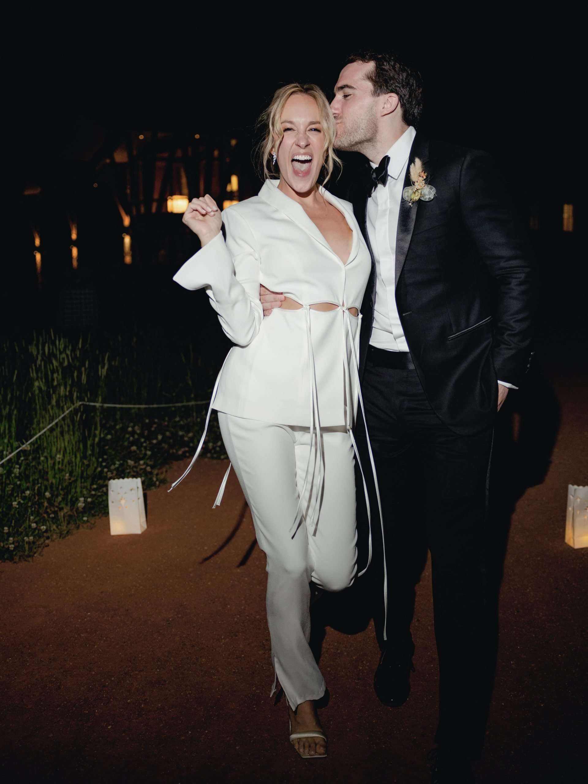 bride and groom in trendy clothing
