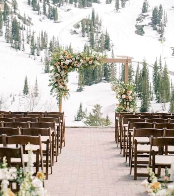 Pretty Blush Wedding Under Utah’s Snowy Peaks
