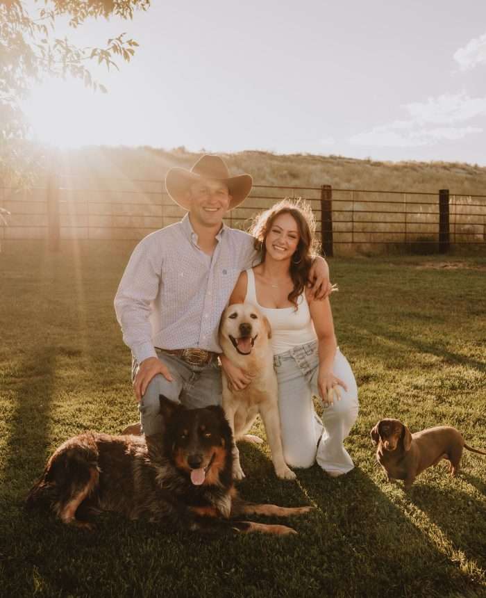Glowing Engagement Session with Dogs and Horses